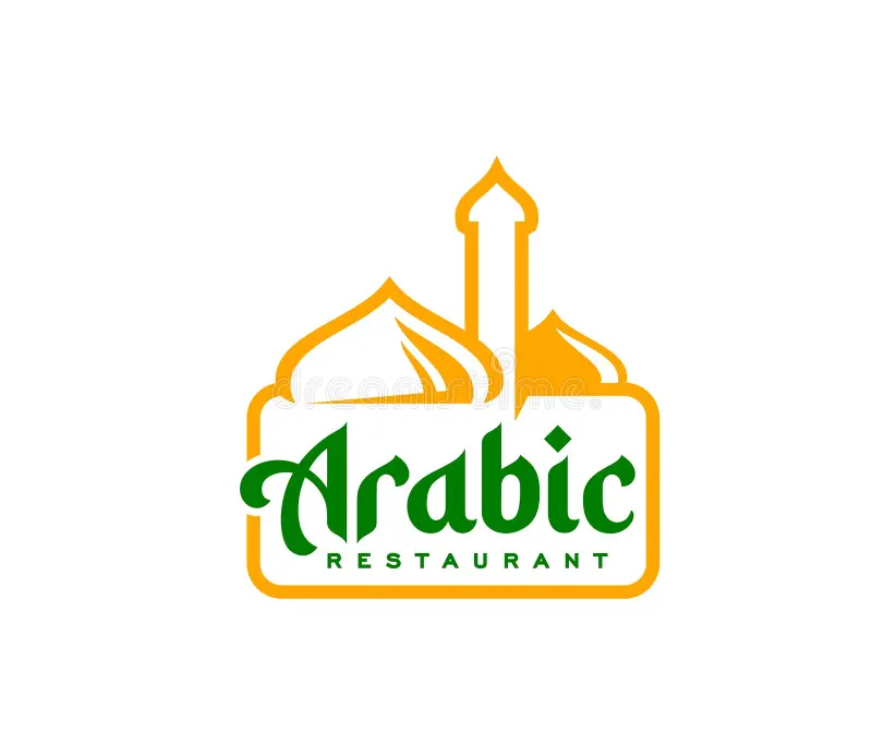 arab-arabian-restaurant-icon-golden-mosque-domes-minaret-combined-elegant-green-typography-conveys-cultural-authenticity-373572542